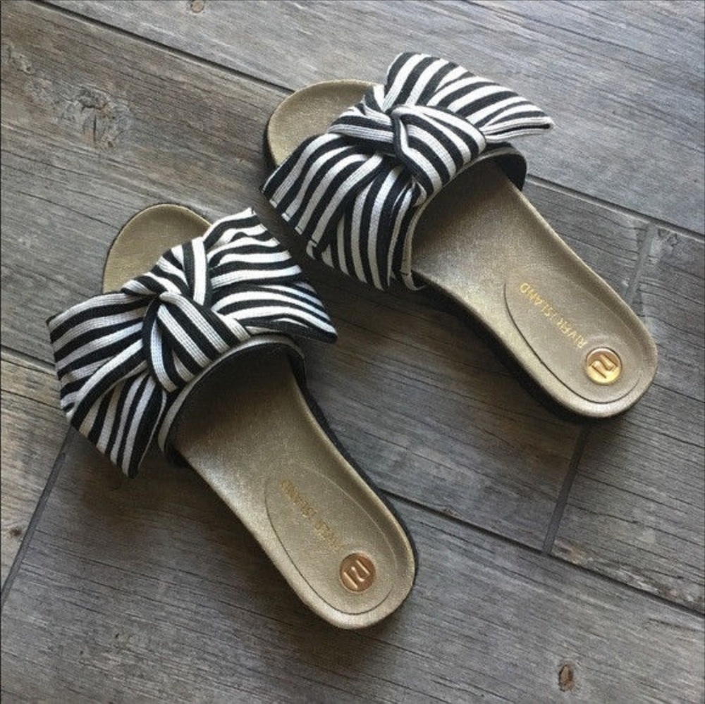 River island bow stripe shoes