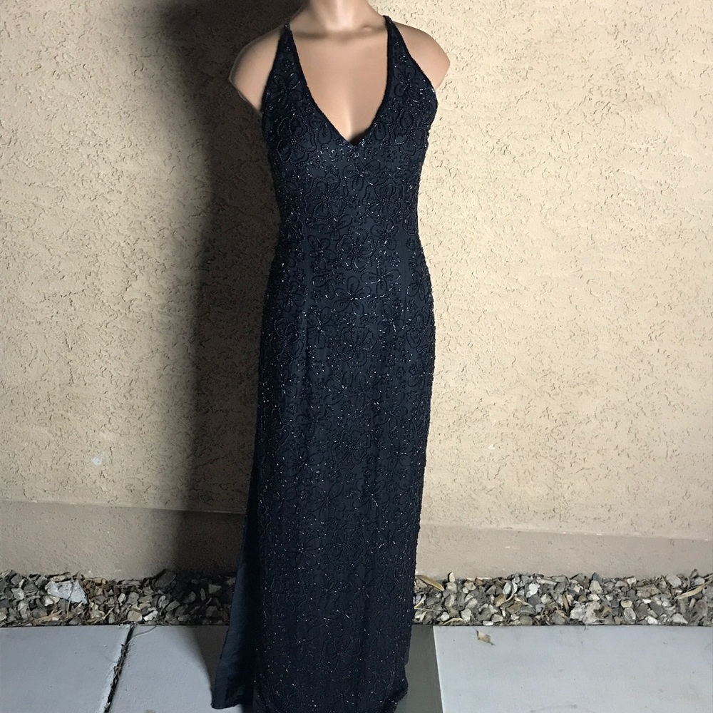 Cache Black Beaded Gown