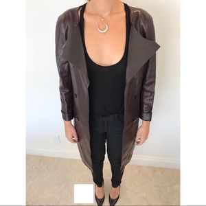 CHANEL Dark Brown Lambskin Trench Coat | Size: M
