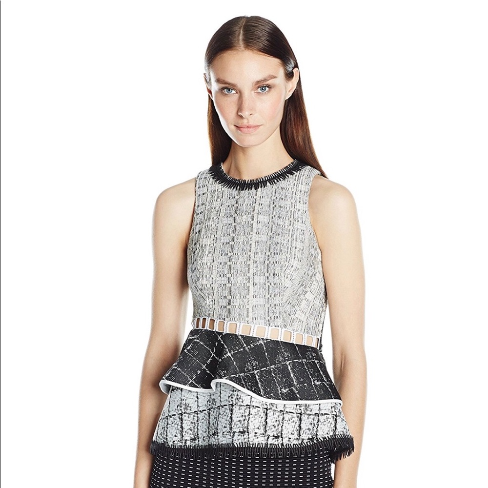 Jonathan Simkhai peplum space dye open back shirt