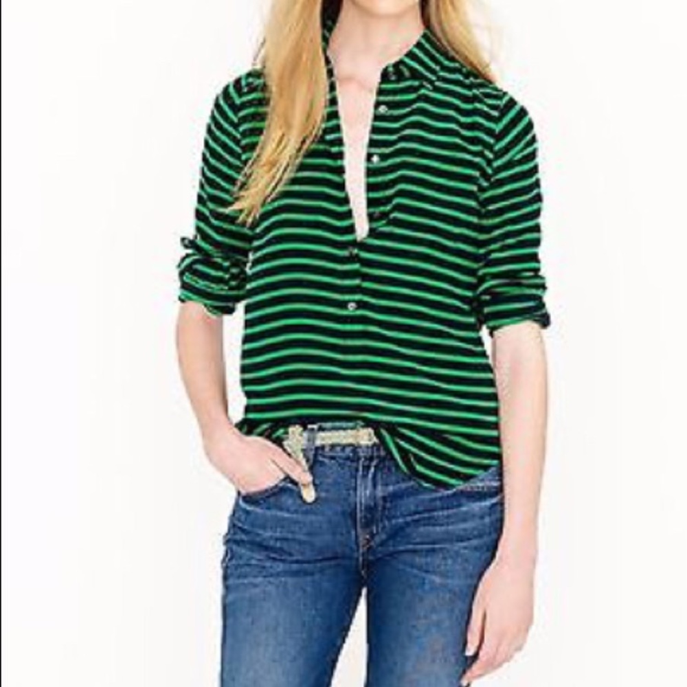JCrew silk Polly Popover Top Stripe Size 00