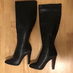 Steven by Steve Madden black leather heeled boots
