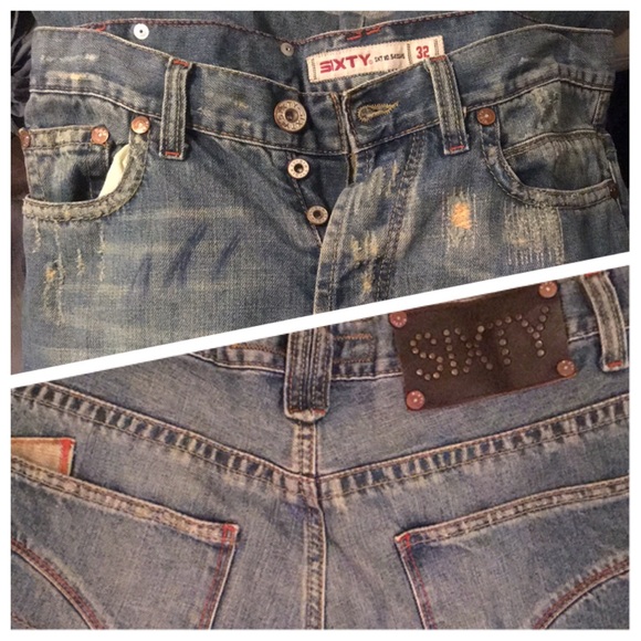 SIXTY distressed jeans- ribbon detail - Picture 7 of 8