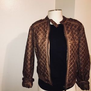 Forever 21 faux leather quilted bomber jacket
