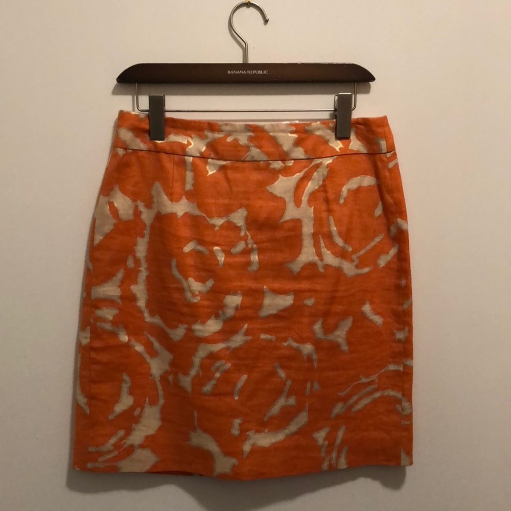 J. Crew orange print A-line skirt