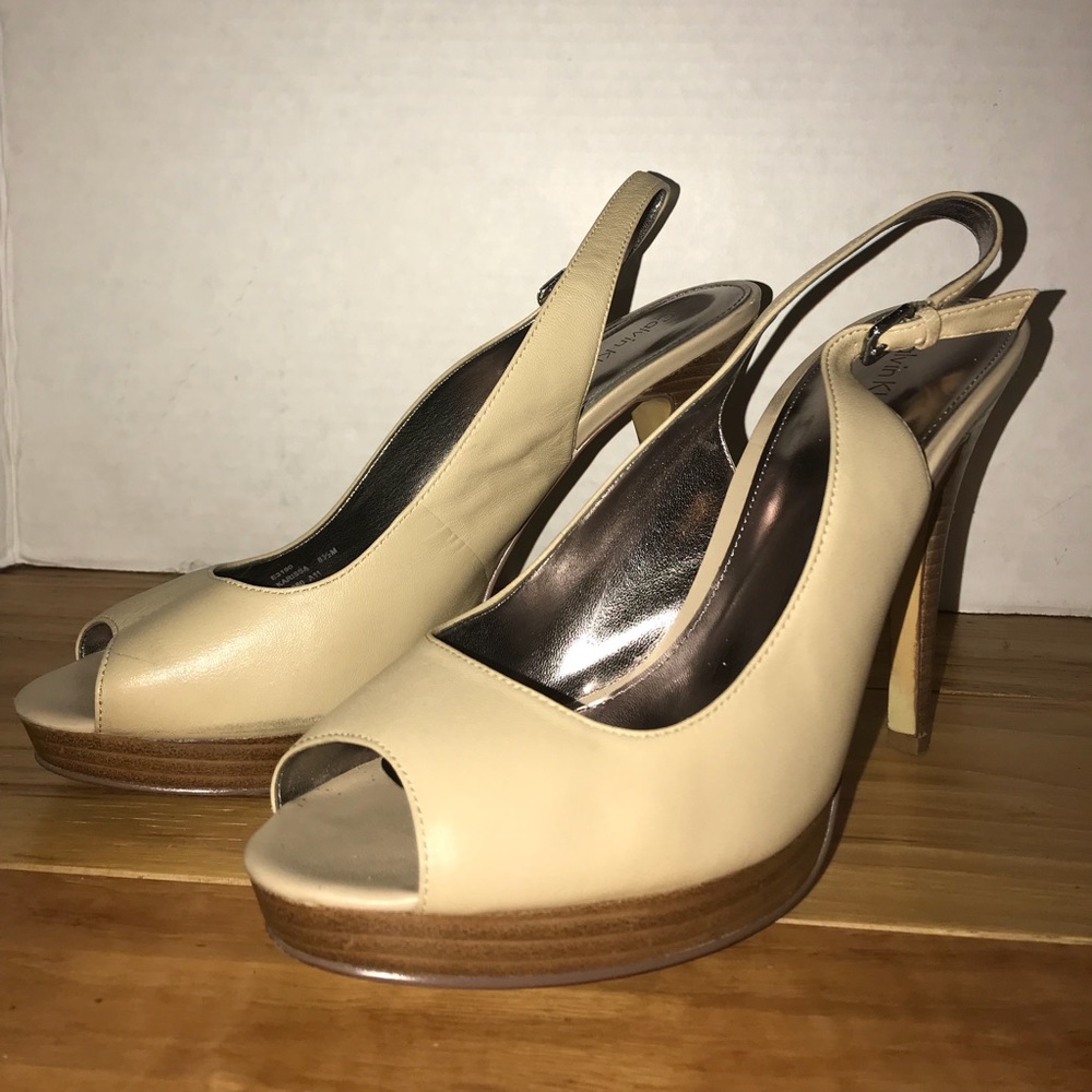 Jessica Simpson Nude Sling Back Peep Toe Pumps