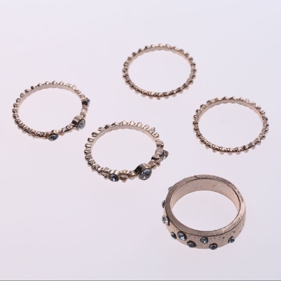 SELLS OUT FAST! Rose Gold Tone & Crystal Ring Set - Picture 3 of 4