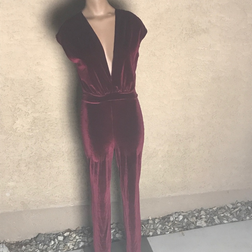 Fashion Nova Burgundy Jumpsuit