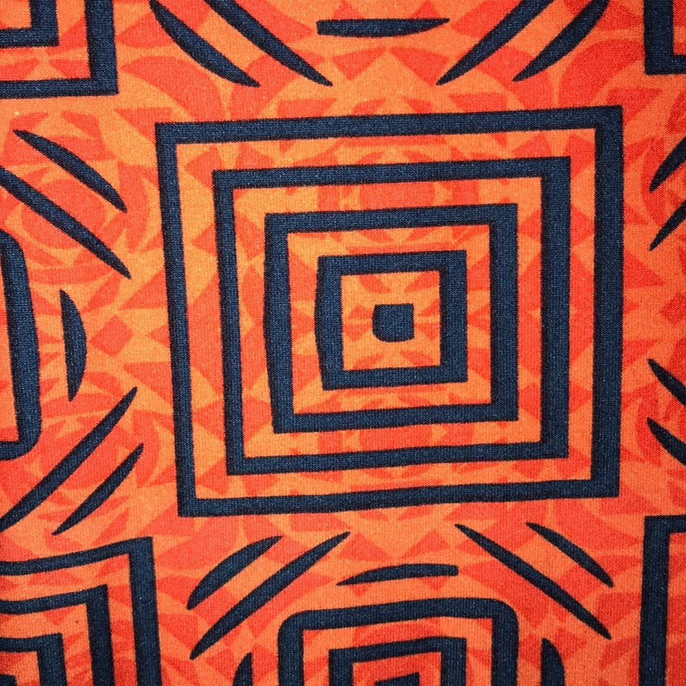 LuLaRoe Promo Logo Orange & Navy Blue Leggings - Picture 3 of 6