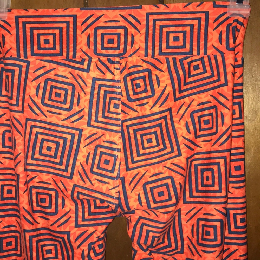 LuLaRoe Promo Logo Orange & Navy Blue Leggings - Picture 2 of 6