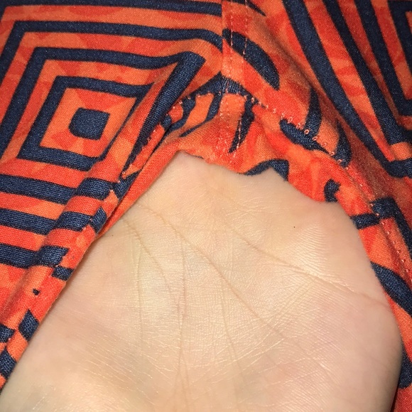 LuLaRoe Promo Logo Orange & Navy Blue Leggings - Picture 4 of 6