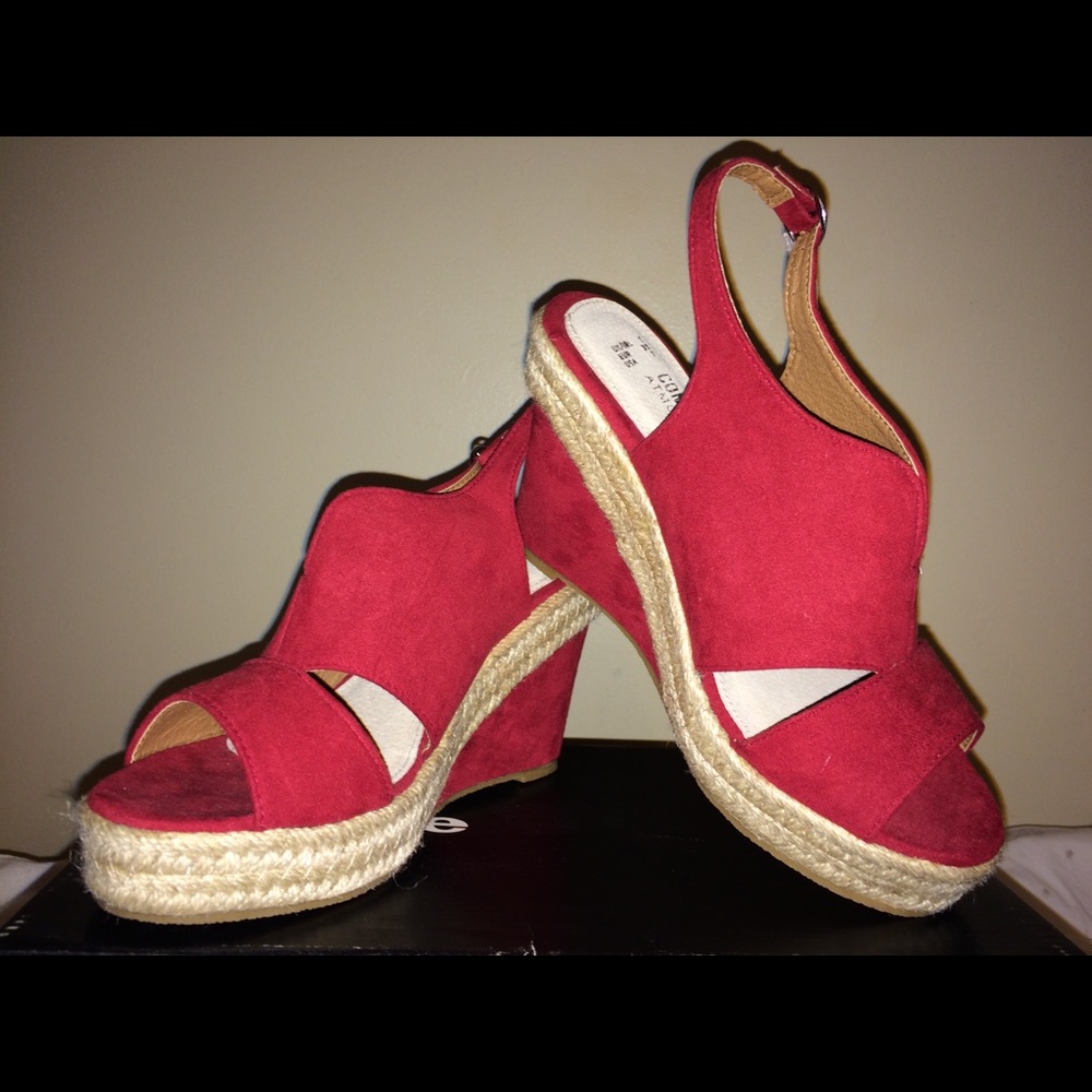 Poshmark Red Peep-Toe Espadrilles