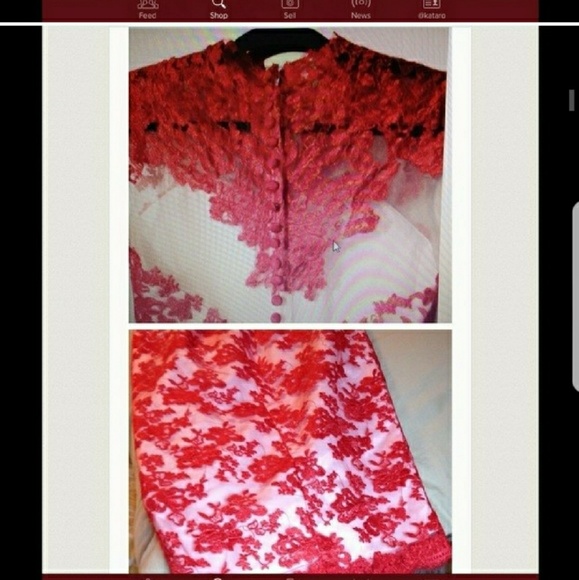 (Reposh) Absolutely Beautiful Red Lace Dress. - Picture 2 of 3