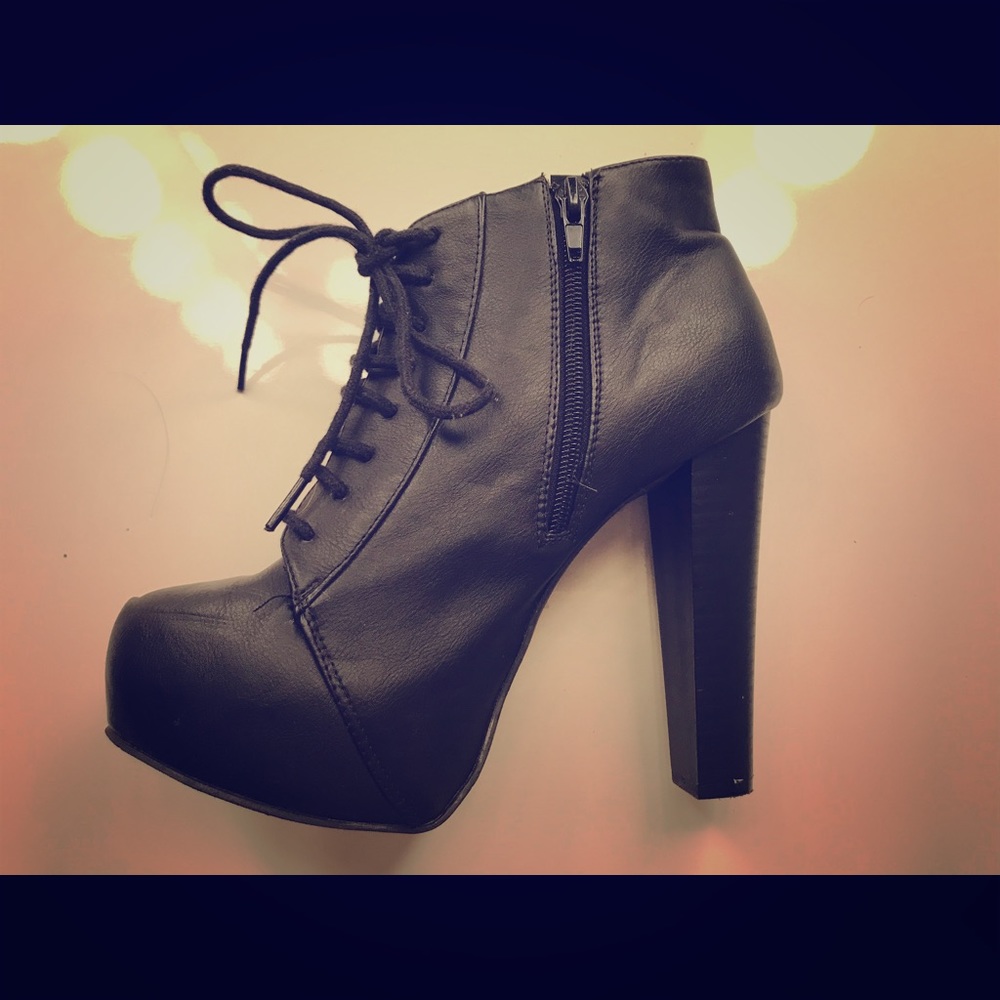 Charlotte Russe Black Platform Ankle Boot