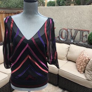 Guess Sheer Stripes, peekaboo arms, attached tank