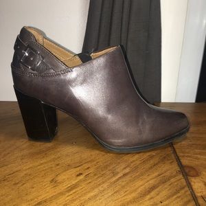 Clark’s high heel booties, size 6.5, Dark Gray