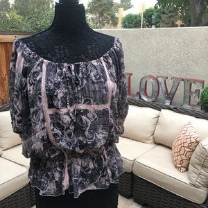 Guess Sheer Graphic Pattern, Light Pink lace trim