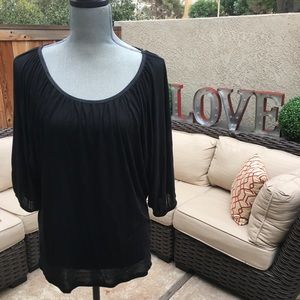 WHBM Black Flowy Cotton Top