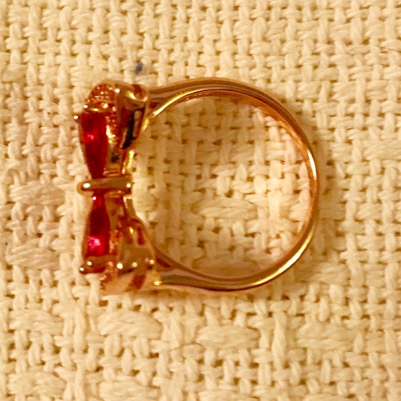 Ring with Red and Clear CZ in Bow Shape - Picture 3 of 3