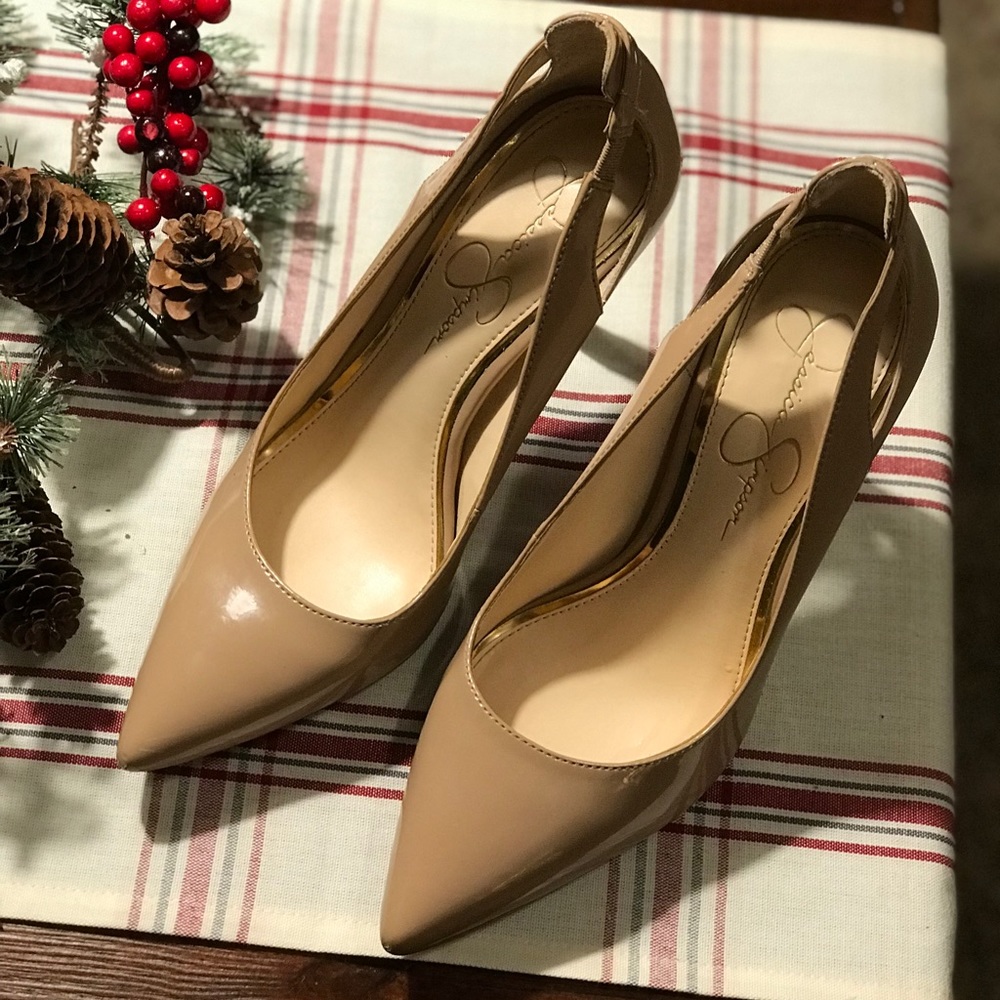 Taupe colored Jessica Simpson high heels