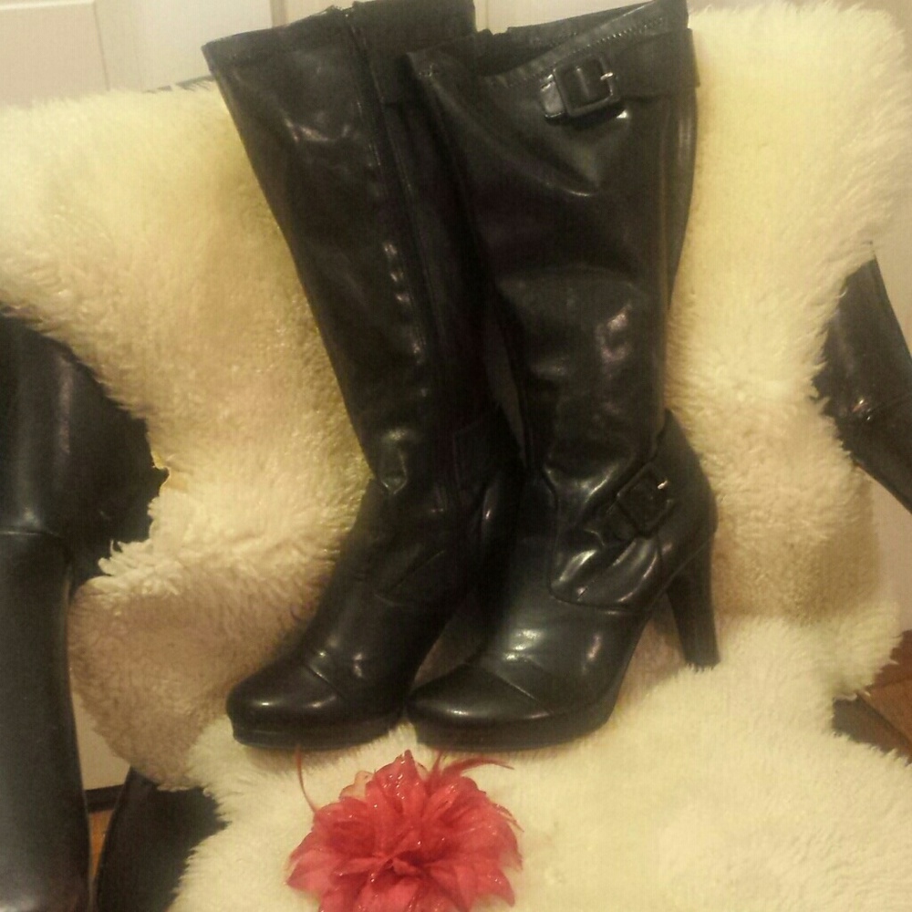 Cloudwalker wide stretch knee black boots