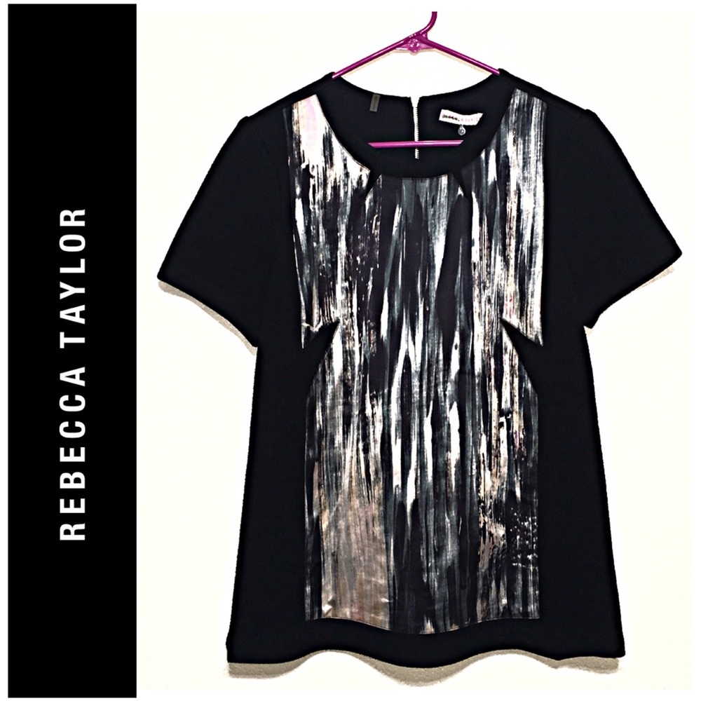 Rebecca Taylor Silk Front Abstract Top