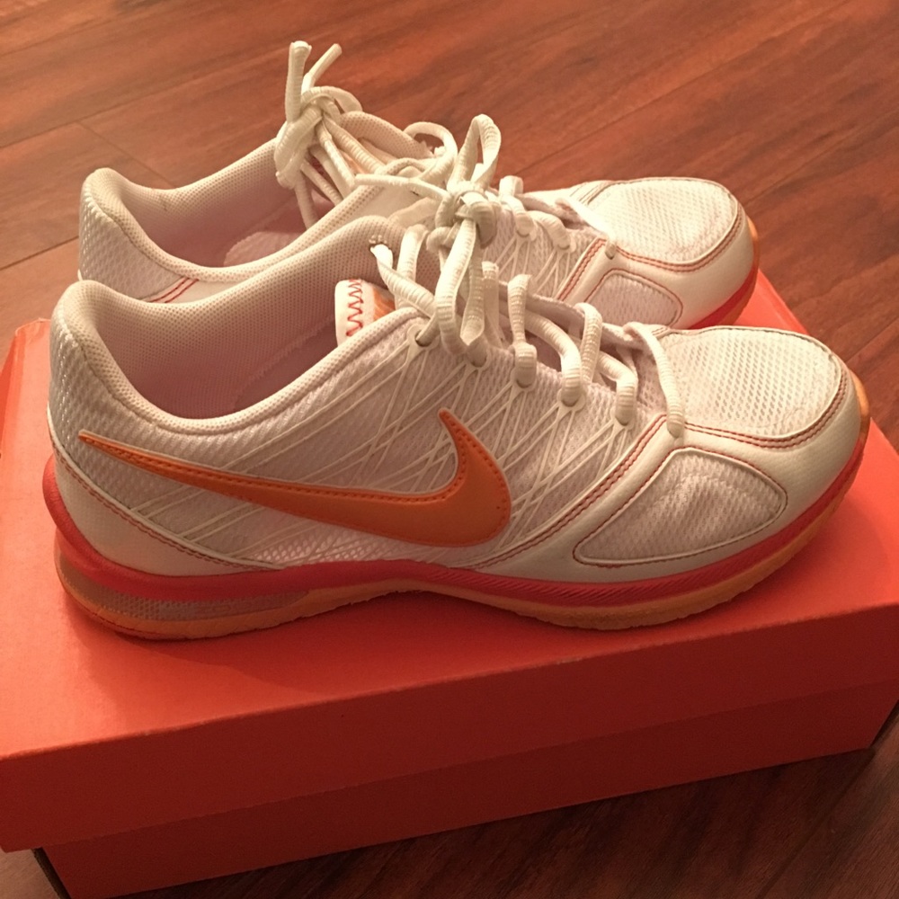 Nike zoom shoes in white and orange