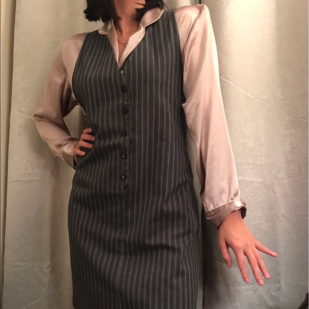 Pin Stripe Pinafore Overall Dress