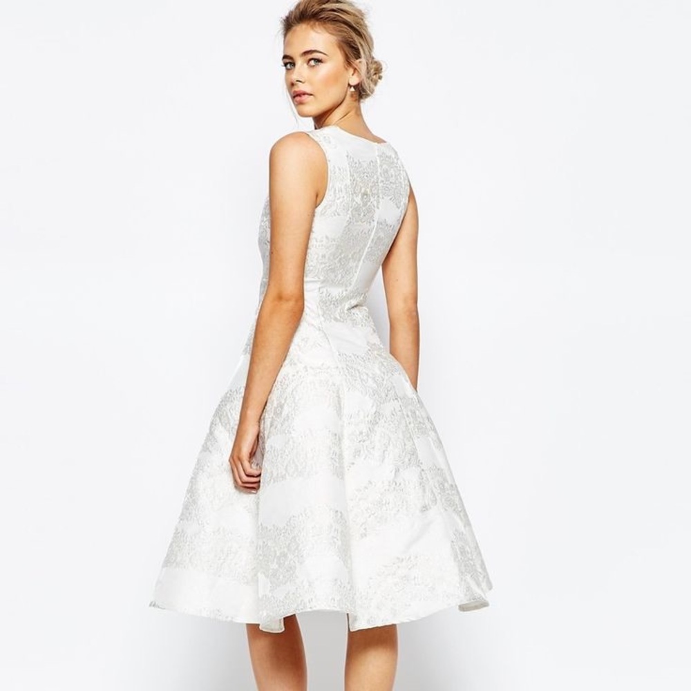 Winter White Shimmer Jaquard Dress