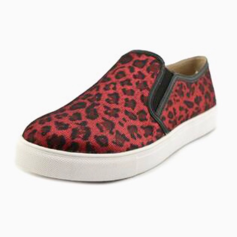 Red/Black Cheetah Print Sneaker Loafer Flats - Picture 5 of 8