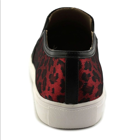 Red/Black Cheetah Print Sneaker Loafer Flats - Picture 4 of 8