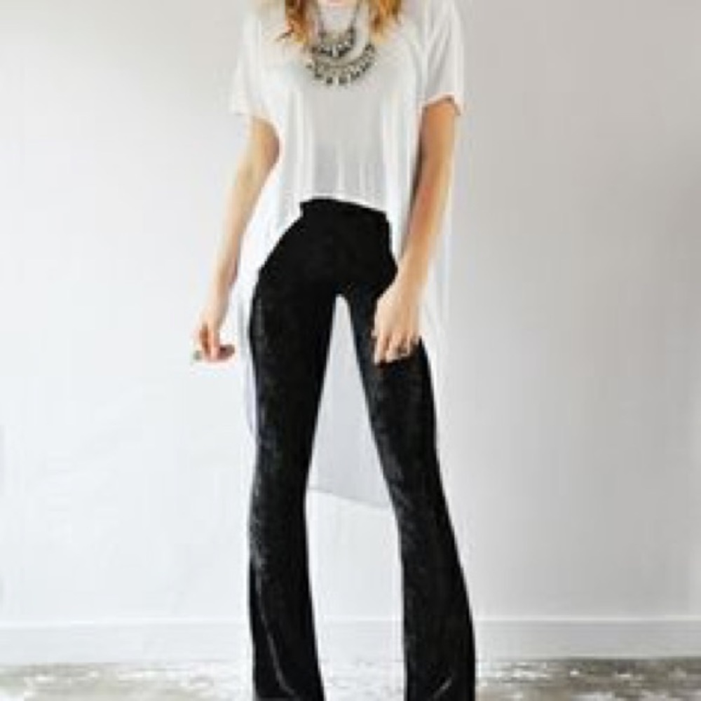 BLACK velvet crush flare pants