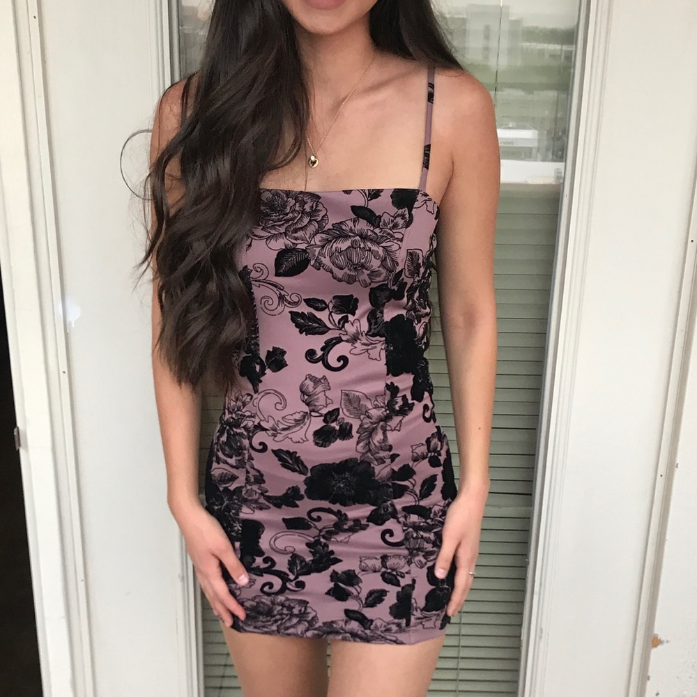 Dusty Purple/Black Mini Dress