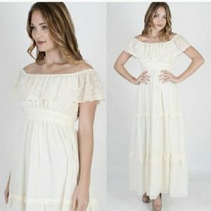 True Vintage Creamy White Prairie Boho Maxi