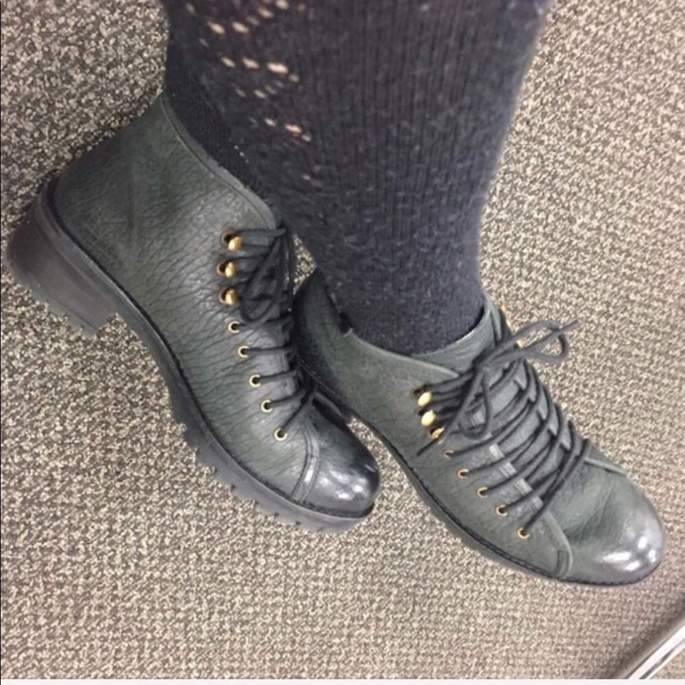 Black Leather Rugged Sole Hiking Boots - Picture 7 of 7