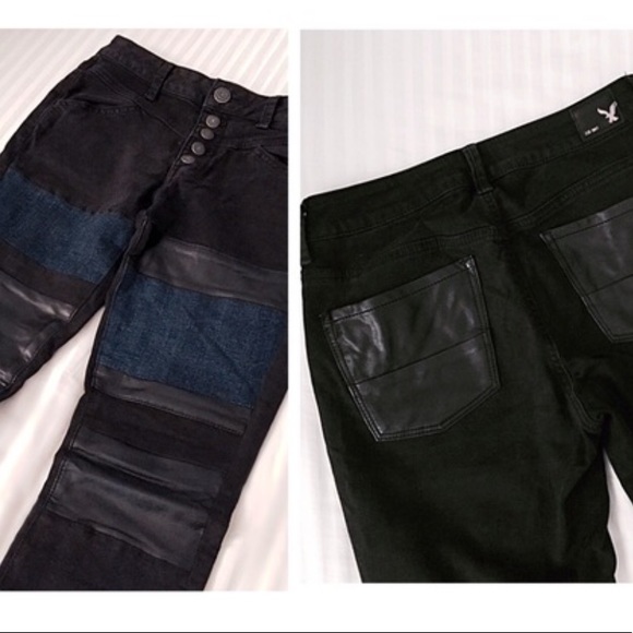 American Eagle Outfitters Denim - AEO 9” RISE Vegan & Denim Patchwork👖27x29