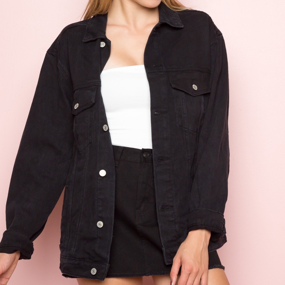 BNWT Brandy Melvillle black kelly denim jacket