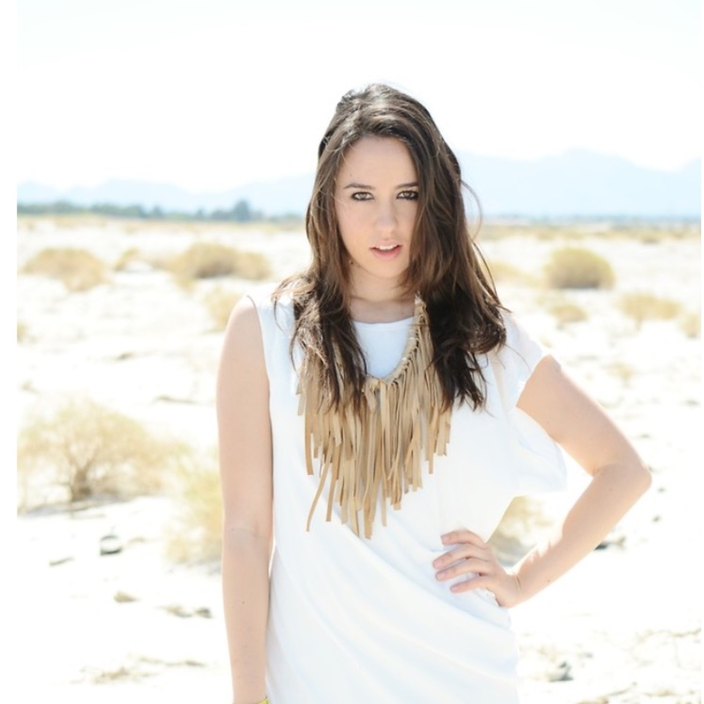 Leather Necklace (Statement Piece) Nude Tone