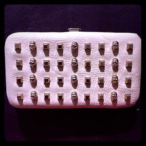 Skull 💀 & Gold Studded Cream Wallet or Clutch