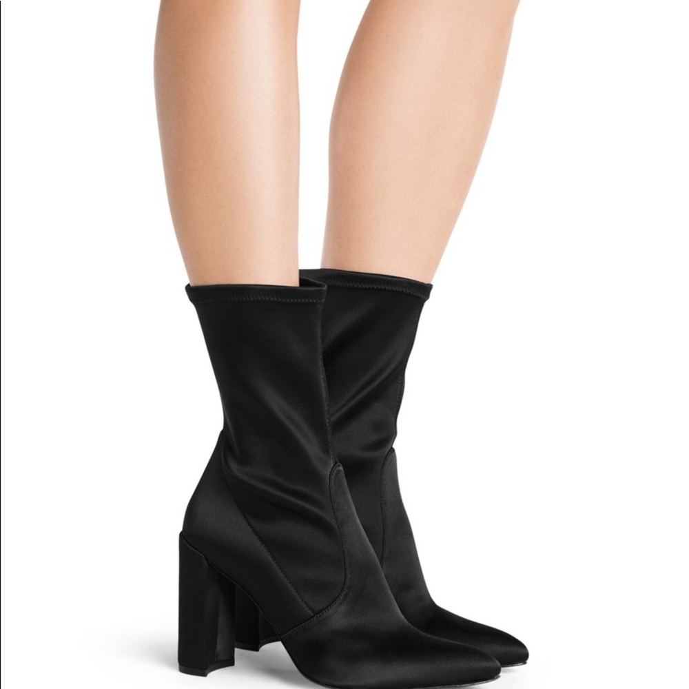 Stuart Weitzman Clinger Boot 6.5 Black Satin