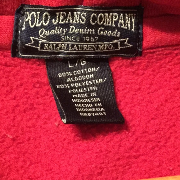 ⛳️ POLO RALPH LAUREN HOODIE Vintage RED UniSex Kangaroo 🦘 Pocket Sz LG - Picture 4 of 15