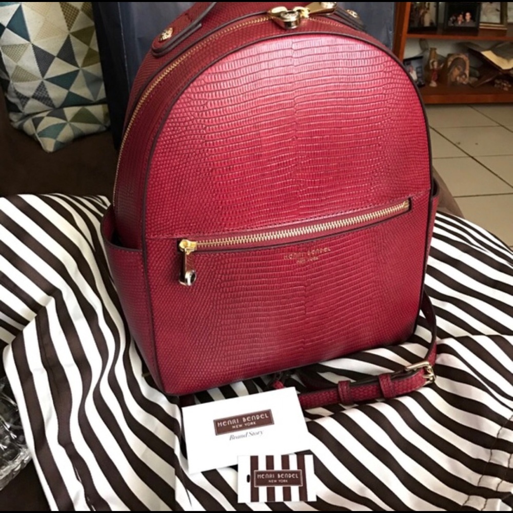 Henri Bendel West 57 Lizard Backpack in RED