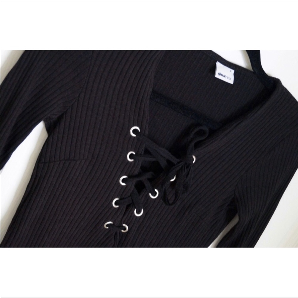 Lace up sweater