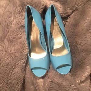 Jessica Simpson light blue peep toe heels