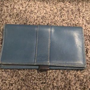 Coach Blue Leather Checkbook Cover