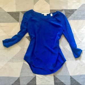 Max Studio Royal Blue 100% Silk Blouse