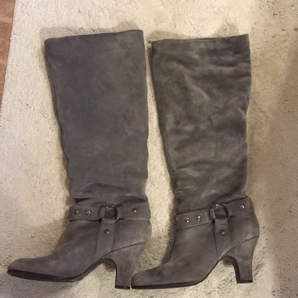 Gray suede Aerosoles, leather slouchy boots sz 10