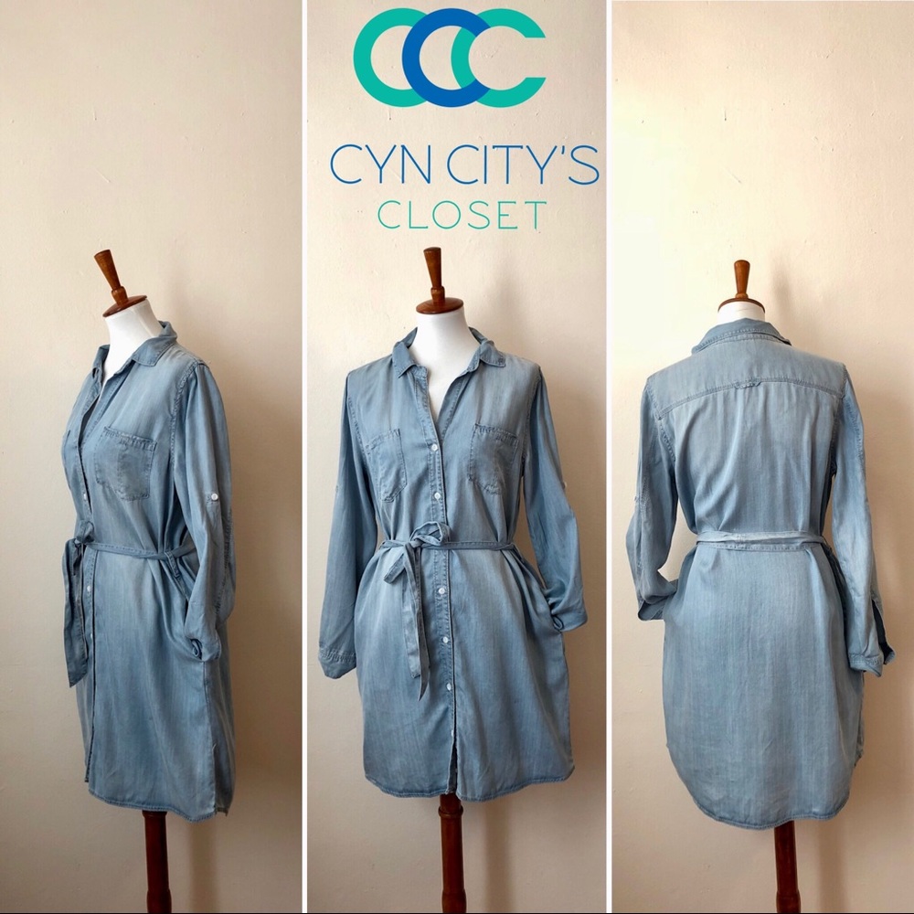 NWT Aqua long sleeve denim dress with pockets