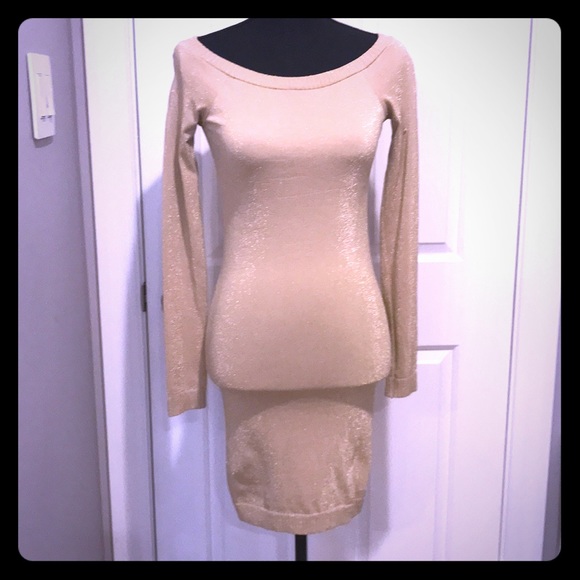 GOLD SHIMMER BEBE PARTY DRESS - Picture 1 of 4
