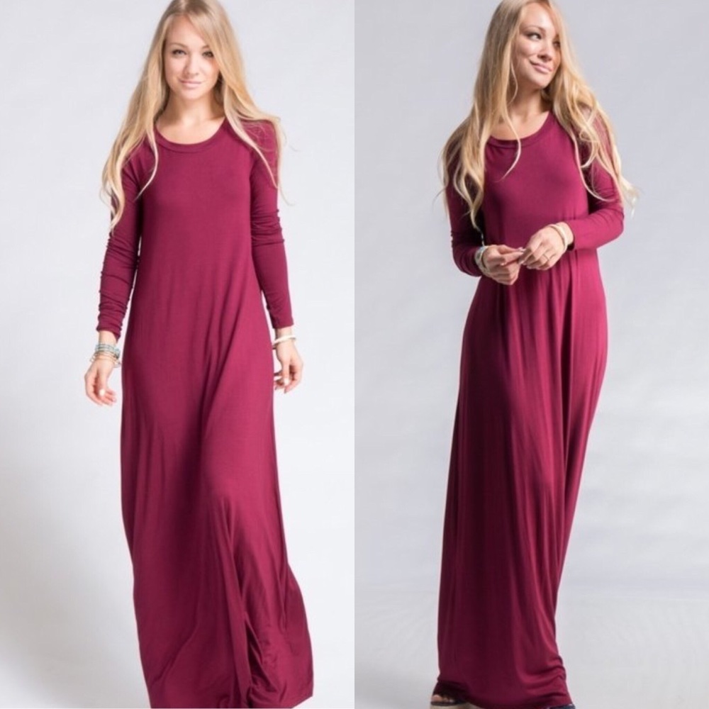 Black Long Sleeve Maxi Dress - Picture 2 of 7